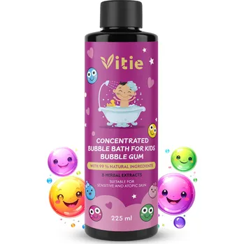 Koupelová pěna Přírodní dětská pěna do koupele Bubble Gum, 225 ml, Vitie