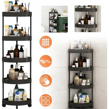 Knihovna SKLADOVACÍ REGÁL S 5 POLICEMI A 4 KOLEČKY DO KOUPELNY, OBÝVACÍHO POKOJE A JÍDELNY