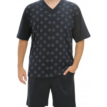 Pánské pyžamo BAVLNĚNÉ PÁNSKÉ PYŽAMO KRÁTKÝ RUKÁV NÁMOŘNICKÁ MODRÁ L