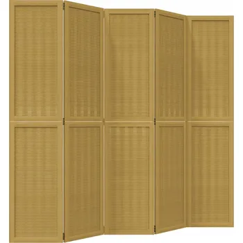 Paraván Paraván z bambusu a dřeva paulovnie, hnědý, 175-180 x 180 cm