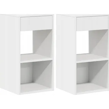 Noční stolek Bílá noční stolek s 1 zásuvkou, 35 x 34 x 66,5 cm