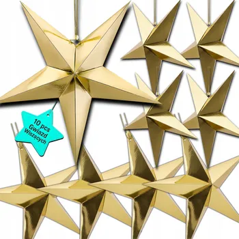 Vánoční dekorace 10x SVÍTÍCÍ HVĚZDA ZÁVĚSNÁ DEKORACE NA OKNO VÁNOČNÍ PAPÍROVÁ