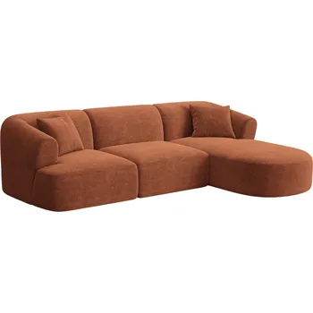 Pohovka Cosmopolitan Design Terakotově oranžová manšestrová rohová pohovka Campi 256 cm, pravá