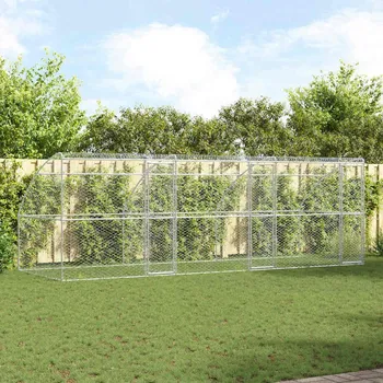 klec pro psa Psí kennel s úložištěm 3 pcs Stříbrná 6 x 2 x 2 m Ocel Stříbrná3368334