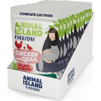 Krmivo pro kočku Animal Island Kapsičky ve vývaru pro kočky 85g (12 Ks) - Kuře/Křepelka