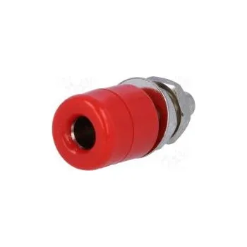 Krokosvorka Zásuvka banánek 4mm 20A Otv Ø7,5mm červená niklovaný 5mΩ