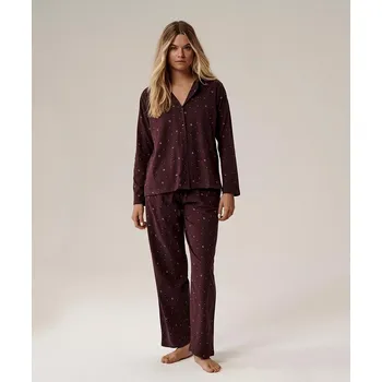 Pánské pyžamo Pyžamo Atlantic NLP-503 dlouhé/r S-2XL bez zipu víno XL