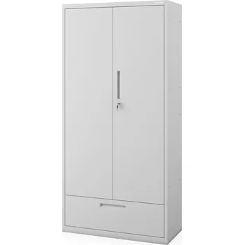 Šatní skříň JAN NOWAK Skříň Kancelářská Kovová Lékařská 185 cm se Zásuvkou 30 cm MEGAN Šedá