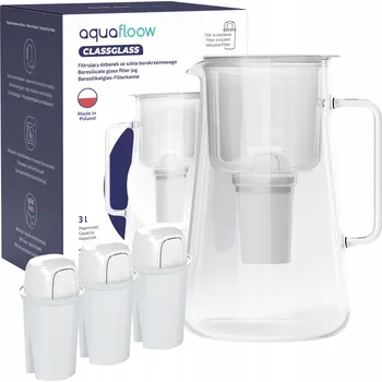 Filtrační konvice Skleněná filtrační konvice Aquafloow ClassGlass White + 4x filtr Class