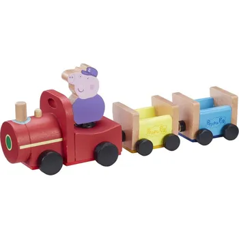 TM Toys Dřevěný vlak Prasátko Peppa + figurka děda