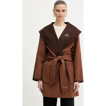 Dámský kabát Oboustranný kabát s přídavkem vlny Karl Lagerfeld B1W15038 hnědá 88X, vel. 36