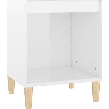 Noční stolek Bílý noční stolek 40 x 35 x 50 cm, materiál na bázi dřeva, vysoký lesk