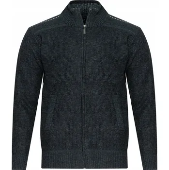 Pánský svetr PÁNSKÝ SVETR NA ZIP - S8627 CIEMNOSZARY bavlněný rolák klasického střihu