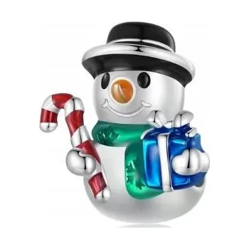 Přívěsek Stříbrný přívěsek sněhulák, stříbrný korálek sněhulák, zima, Vánoce, stříbro 925