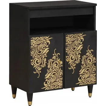 Organizace kuchyně Bufet s policí a dvířky Černý 60 x 33 x 75 cm Mango dřevo