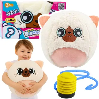 plyšák Skákací míč rostoucí plyšový koťátko bílý pumpička 50 cm