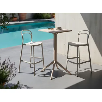 Zahradní stůl Bistro stůl béžový syntetický materiál 60 x 90 cm sklopná deska venkovní odolný balkonový stůl Beliani