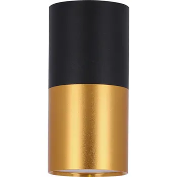 Stropní skandinávské osvětlení TUBA - 1xGU10, 50W, 5,8x12cm, kulaté, zlaté / černé