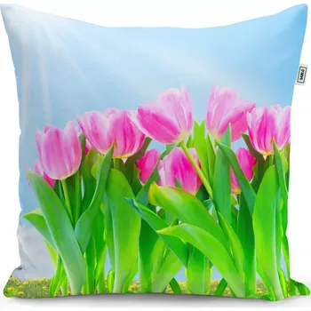 Polštář Sablio Polštář Růžové tulipány - 50x50 cm
