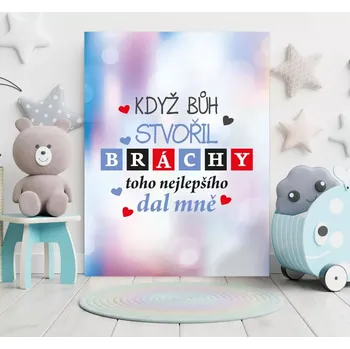 Plechová cedule Sablio Dárková cedulka Když Bůh stvořil bráchy: 30x40 cm