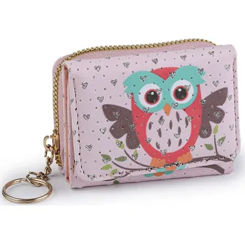 Mini peněženka dětská 7x8,5 cm, velké, 14 růžová nejsv. sova