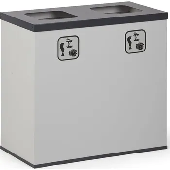 Odpadkový koš B2B Partner Koš na tříděný odpad 2x 50 L, úchyt na pytel, šedý/černý