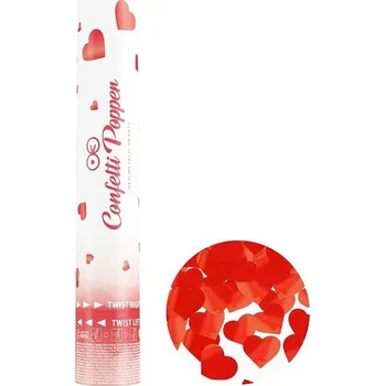 Konfeta Konfety vystřelovací červená srdíčka 30 cm