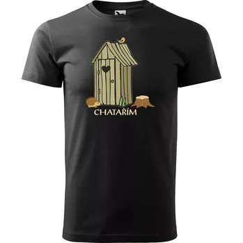 Sablio Tričko s potiskem Chatařím - kadibudka - černé 5XL