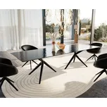 DELIFE Jídelní stůl Edge 300x100 sklo s reliéfem kouřově černé 3D design Estelar kulatý kov černý