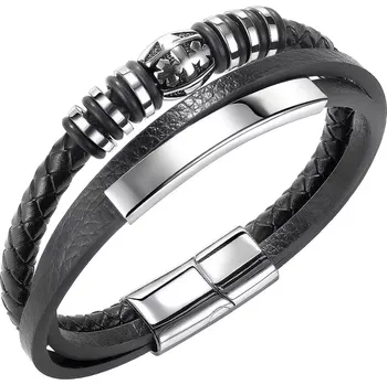 Náramek Pánský ocelový náramek Multilayer Černý - Délka 20,5 cm