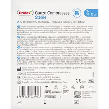 Krytí na ránu Dr. Max Gauze Compresses Sterile 10x10 cm 2 ks