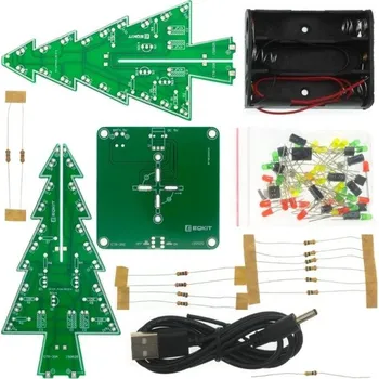 Dárková krabička Třídimenzionální LED vánoční stromek 110 x 70 mm Elektronický světelný modul s plošnými spoji Blikající dekorace