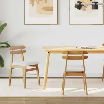 Jídelní židle 2 pcs Přirozená a světlá Masivní gumové dřevo