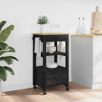Servírovací stolek Kuchyňský vozík Jednobarevný Černá