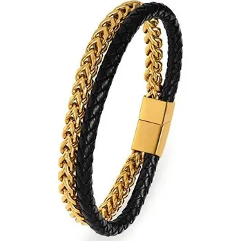 Náramek Troli Luxusní dvoubarevný kožený náramek s dvojitým ovinutím