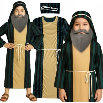 Karnevalový kostým KOSTÝM SVATÝ JOSEF PASTÝŘ SE SOUPRAVOU S BRODOU NA VÁNOČNÍ HRY, VELIKOST 122-128 CM