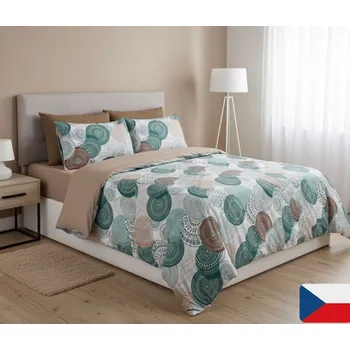 Povlečení Bavlněné povlečení Mandala tyrkýs 140 x 200, 70 x 90 cm knoflíky