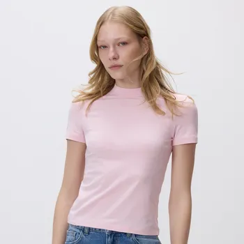 Dámské tričko Reserved - Tričko slim fit - pastelově růžová - 167HT-03X - 167HT-03X-M