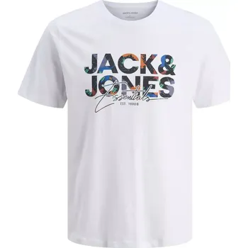 Oblečení a móda Velké pánské tričko s potiskem Jack & Jones 12279839 bílá (5XL)