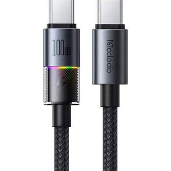 Náhradní díl pro mobilní telefon Mcdodo – datový kabel (CA-8200) – se 7 barevnými světly, USB-C na USB-C, 100W, 5A, 1,2m – černý