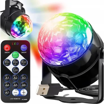 Projektor kolorowa kula diskotéková laserová dálková spoušť LED reflektor rgb