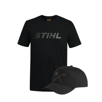 Módní doplněk STIHL Dárková sada oblečení BLACK LOGO- KŠILTOVKA AXE + TRIČKO "BLACK LOGO" černé