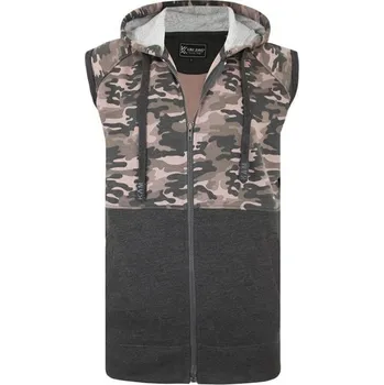 Pánská mikina Mikina bez rukávů Kam 7039 grafit-moro (4XL)