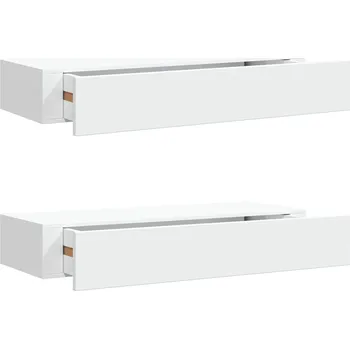 police Bílá závěsná police se zásuvkami 60 x 23,5 x 10 cm