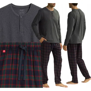 Pánské pyžamo Pohodlné pánské pyžamo Atlantic, extra teplé a prodyšné NMP-375 XL