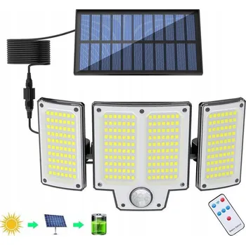 Venkovní osvětlení SOLÁRNÍ LAMPA S HALOGENEM, SENZOREM POHYBU A SOUMRAKU, 280 LED, PRO ZAHRADU NEBO GARÁŽ