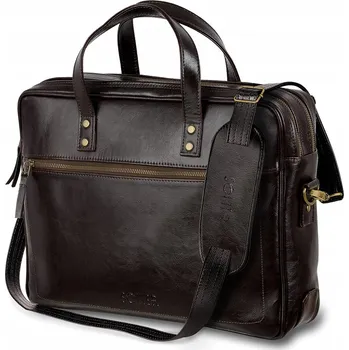 Taška na notebook Solier , přírodní kůže, logo