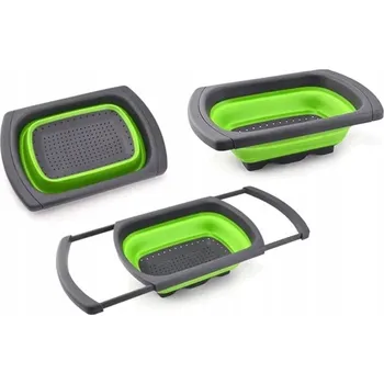 Cedník a síto Skládací silikonový cedník/odkapávač na dřez, roztažitelný