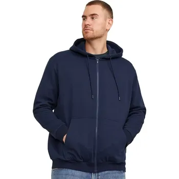 Pánská mikina Pánská velká mikina na zip Jack & Jones 12250596 tmavě modrá (5XL)