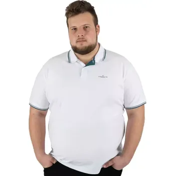 Pánské tričko Pánská velká hladká polokošile Double PS-3035 bílá (6XL)